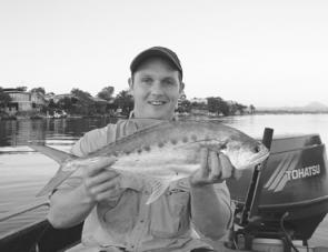 Peter Mossis used a Skitterpop surface lure to trick this Noosa queenfish. 